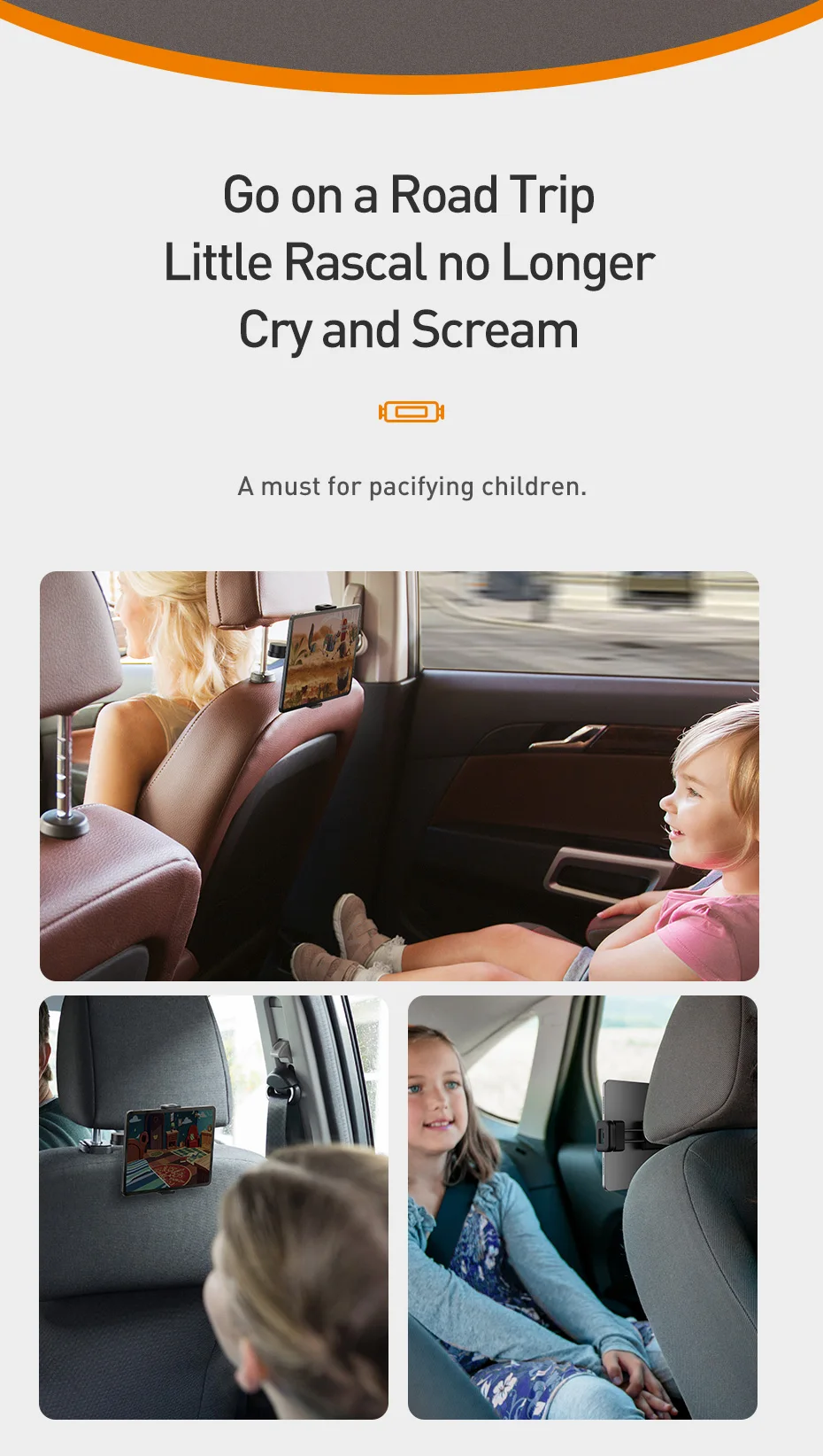 Gadgetoo Baseus Fun Journey Backseat Lazy Bracket Car Seat Rear Phone Holder For 4.7-12.3 Inch Phones And Tablets