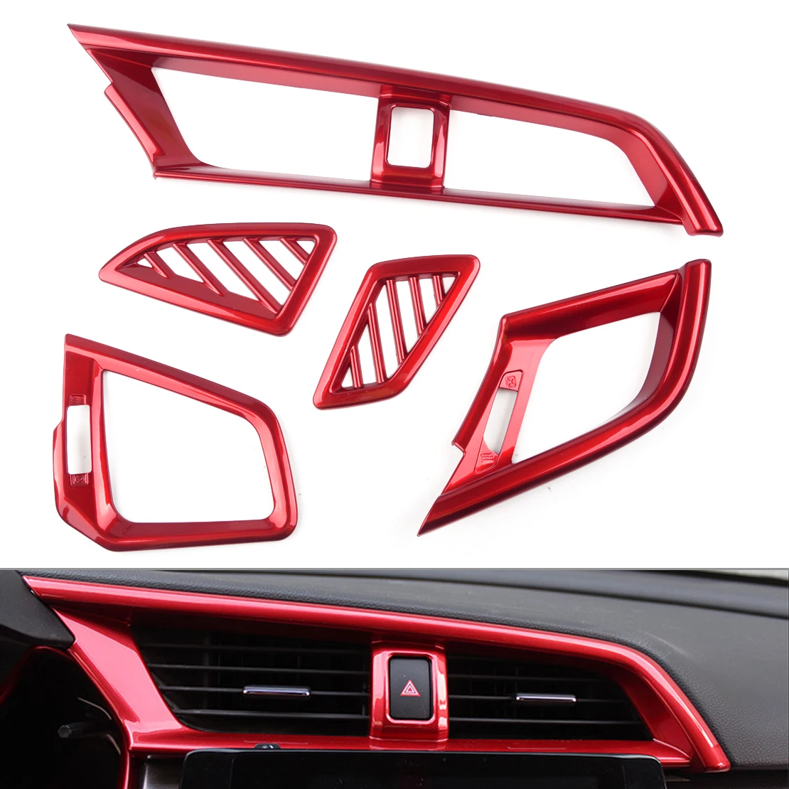 DWCX 5Pcs Red ABS Central Control Outlet Air Vent Cover Trim Fit for Honda Civic 10th 2016 2017 2018 2019
DWCX 5Pcs Red ABS Central Control Outlet Air Vent Cover Trim Fit for Honda Civic 10th 2016 2017 2018 2019