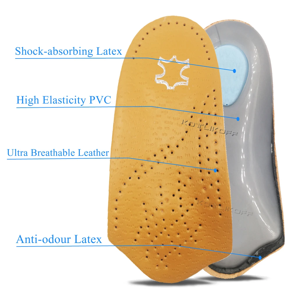 Кожаные ортопедические стельки длина 3/4 для плоскостопия|insole foot care|insole flat footflat