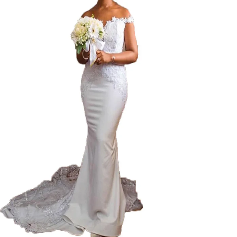 Dreamy Elegant Applique Lace African Mermaid Wedding Dress For Black Girls Bridal Dresses
Dreamy Elegant Applique Lace African Mermaid Wedding Dress For Black Girls Bridal Dresses