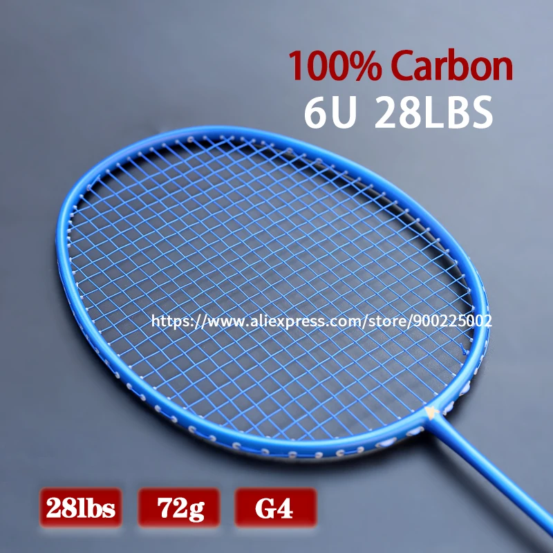 

Utralight 6U 72G Full Carbon Fiber Badminton Rackets Professonal Training Strung Racquet With Bags G4 22-28LBS Padel Sports