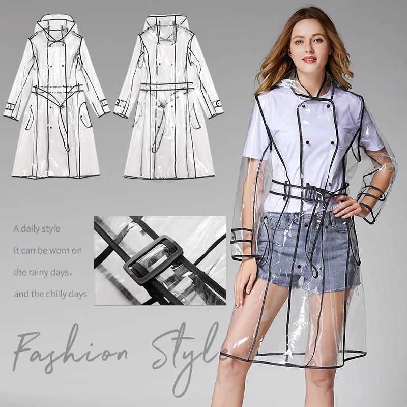 Fashion Transparent Soft Raincoat Bag Belt Long Performance EVA Play Water Suit Adult Student Male and Female Couple Coat 5YY102 | Дом и сад