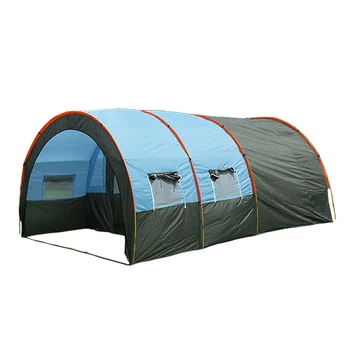대형 방수 캠핑 텐트, 야외 피크닉, 가족 파티, 터널 텐트 장비, 더블 레이어 텐트, 사계절, 8-10 명