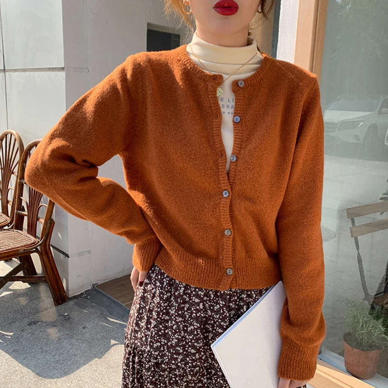 

2020 Autumn Winter Women Sweater Cardigans O neck Knit Cardigans Girls Outwear Korean Chic Tops Suete Mujer Poncho