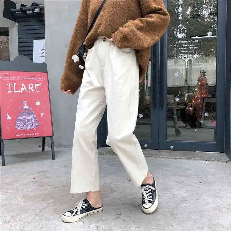 cotton straight pants elastic waist pants women Simple retro loose wide leg Pants Casual female korean office lady trouser women
cotton straight pants elastic waist pants women Simple retro loose wide leg Pants Casual female korean office lady trouser women
