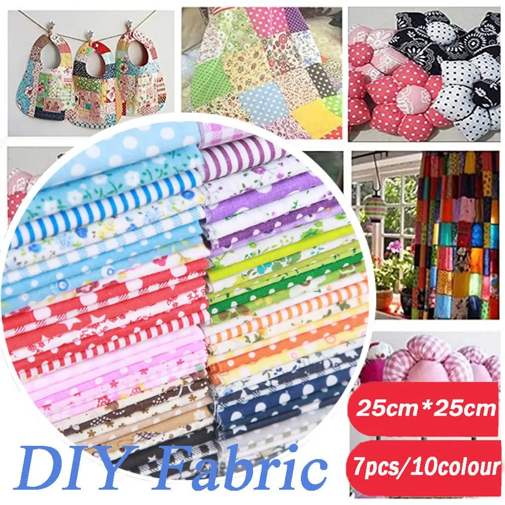 7pcs Cotton Cloth Sewing Patchwork Fabric Assorted Squares Pre-Cut Quilt Quarters Bundle 25*25cm For DIY Handmade Crafting Doll
7pcs Cotton Cloth Sewing Patchwork Fabric Assorted Squares Pre-Cut Quilt Quarters Bundle 25*25cm For DIY Handmade Crafting Doll