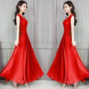 Office Lady Summer Dress Korean Fashion Women Sleeveless V-neck Pure Color Long Chiffon Dresses M-3XL
Office Lady Summer Dress Korean Fashion Women Sleeveless V-neck Pure Color Long Chiffon Dresses M-3XL