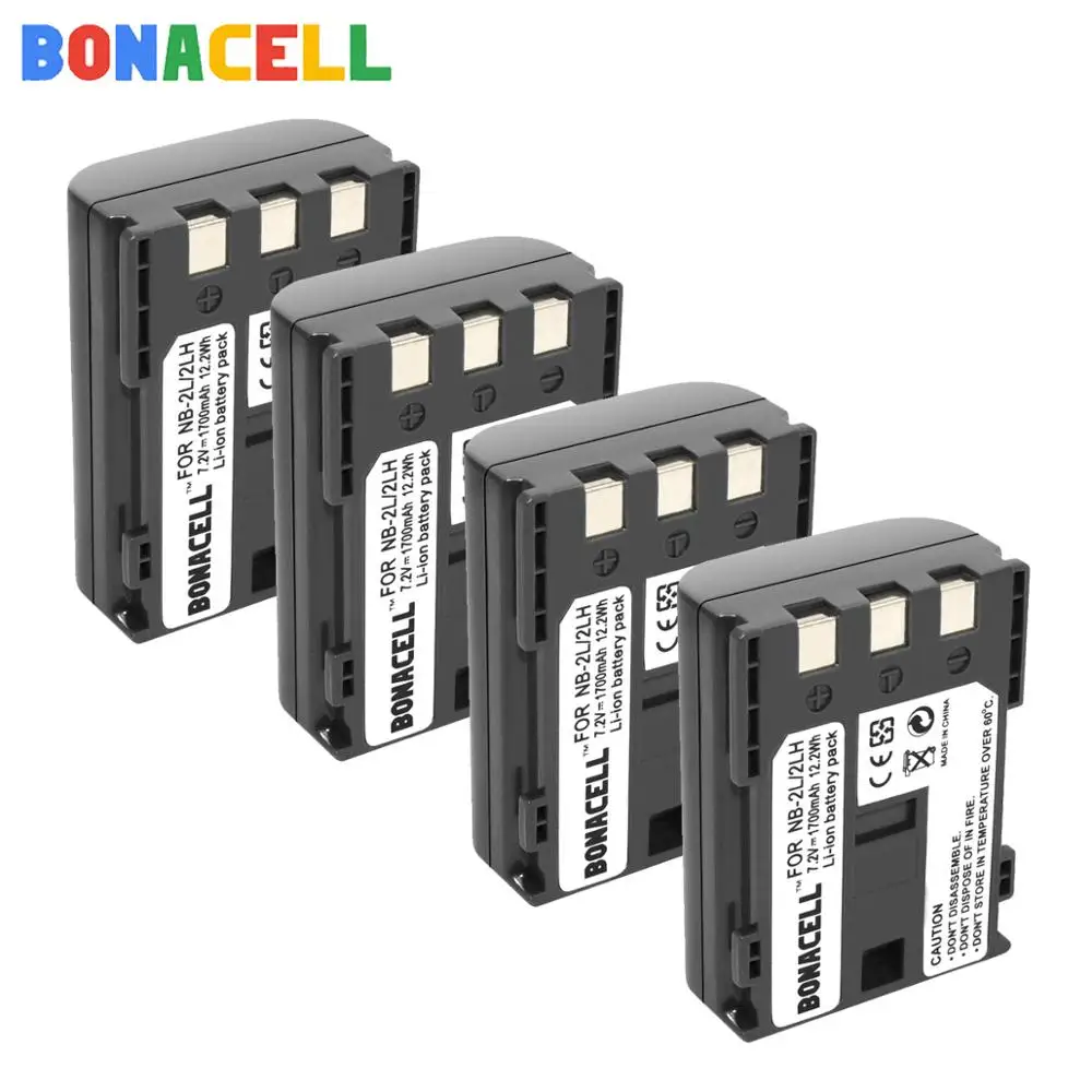 Bonacell 1700mAh NB-2L NB-2LH battery for Canon EOS 400D S80 S70 S50 S60 350D G7 G9 Kiss N X Rebel XT digital Camera batteries
Bonacell 1700mAh NB-2L NB-2LH battery for Canon EOS 400D S80 S70 S50 S60 350D G7 G9 Kiss N X Rebel XT digital Camera batteries