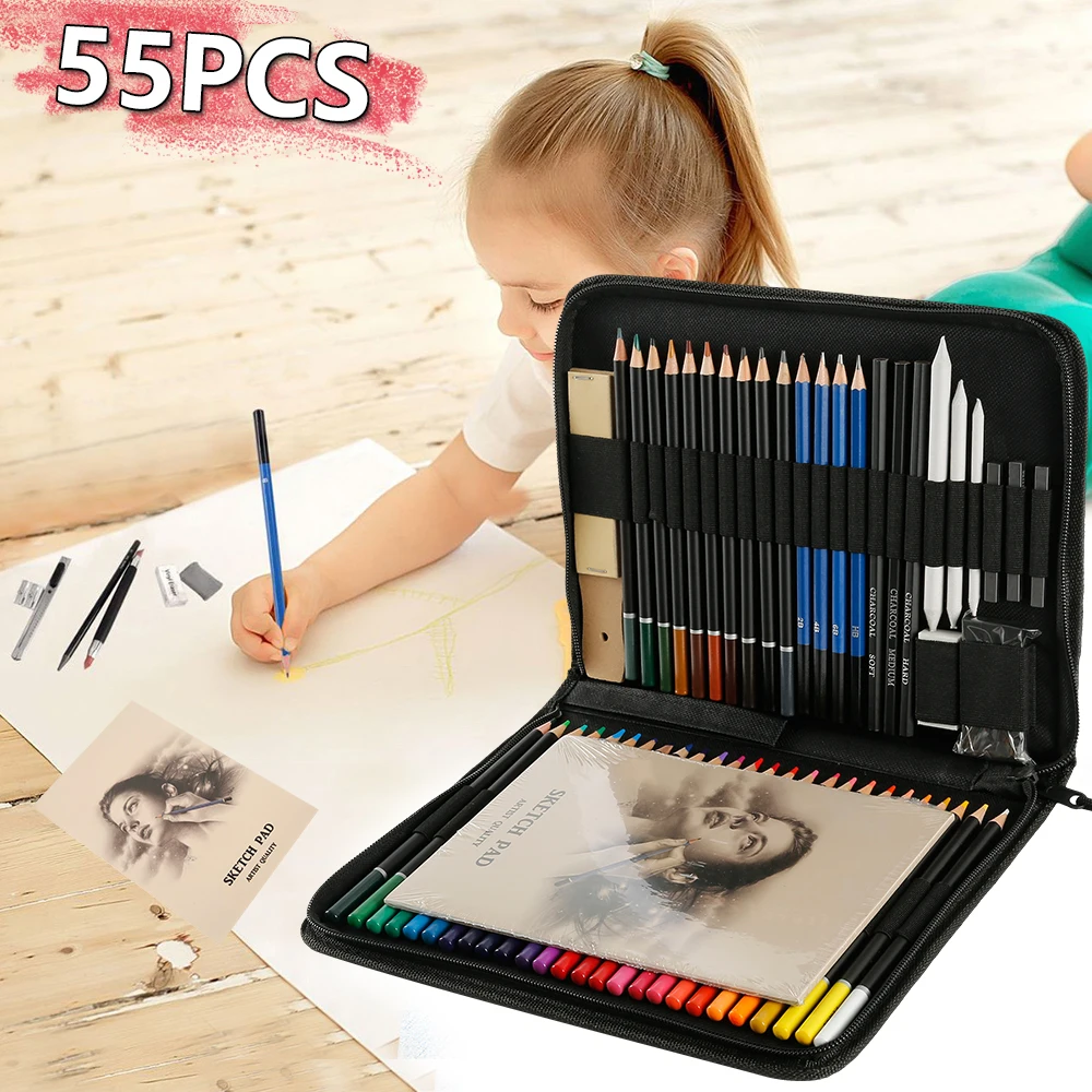 55 high-quality color pencil drawing combination set sketch set, color pencil and sketch pencil set with drawing tools
55 high-quality color pencil drawing combination set sketch set, color pencil and sketch pencil set with drawing tools