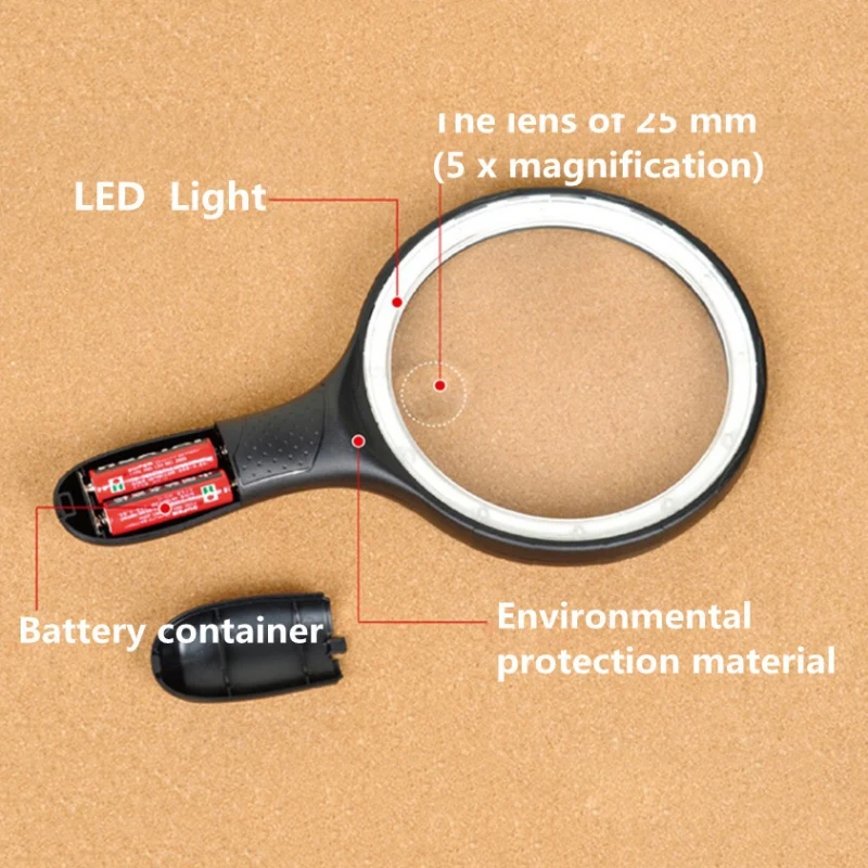 Outdoor LED Light Handheld Illuminated Magnifier Double Lens Microscope Magnifying Glass For Seniors Loupe Jewelry Repair Tool
Outdoor LED Light Handheld Illuminated Magnifier Double Lens Microscope Magnifying Glass For Seniors Loupe Jewelry Repair Tool