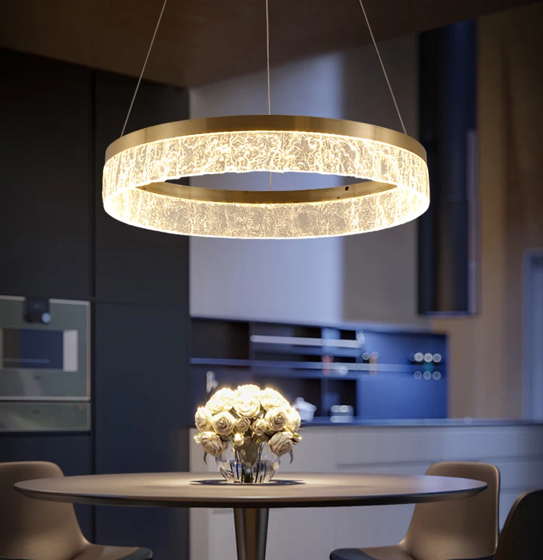 

Nordic Living Room Postmodern Simple Creative Personality Ring Bedroom Restaurant Apartment Light Luxury Resin Ice Chandelier