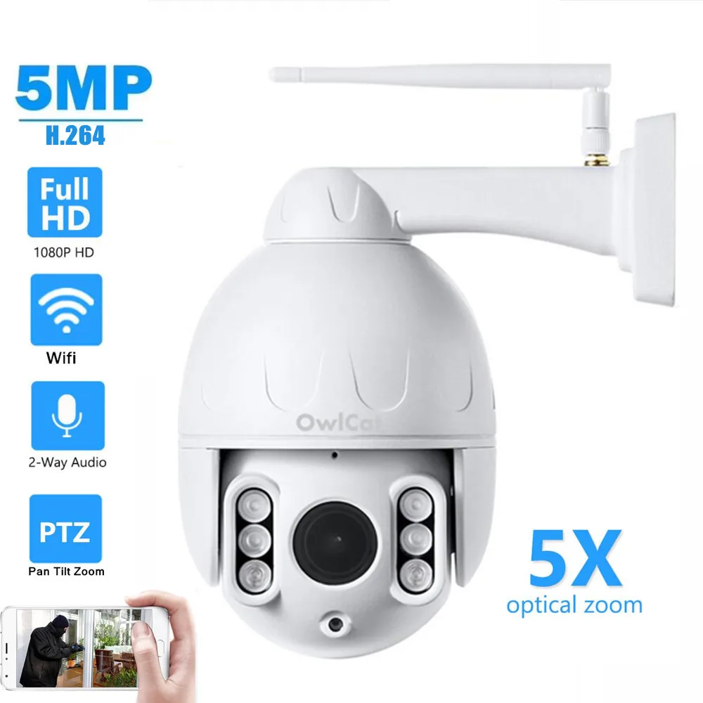 2MP PTZ Wireless IP Camera Pan Tilt Rotate 5X Zoom Auto Cruise Two Way Audio H.265 Motion Detect Home Security Surveillance
2MP PTZ Wireless IP Camera Pan Tilt Rotate 5X Zoom Auto Cruise Two Way Audio H.265 Motion Detect Home Security Surveillance
