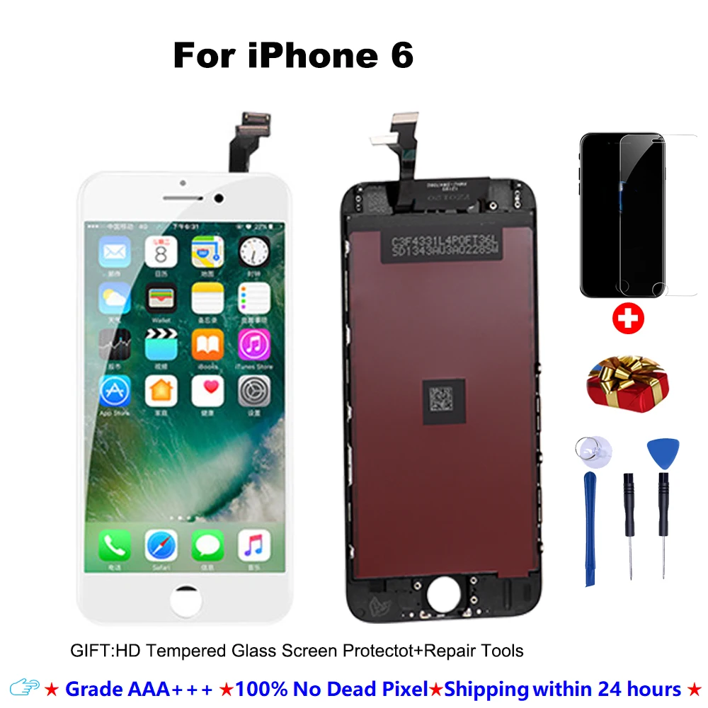 Grade AAA+++ LCD Display For iPhone 6 7 8 6S Plus Touch Screen Replacement For iPhone 5S SE No Dead Pixel Tempered Glass/Tools
Grade AAA+++ LCD Display For iPhone 6 7 8 6S Plus Touch Screen Replacement For iPhone 5S SE No Dead Pixel Tempered Glass/Tools