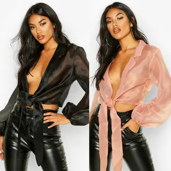 Women's Sexy Tie Up V neck Chiffon Blouse Autumn Long Sleeve Casual Lace Up Crop Blouse OL Shirt
Women's Sexy Tie Up V neck Chiffon Blouse Autumn Long Sleeve Casual Lace Up Crop Blouse OL Shirt
