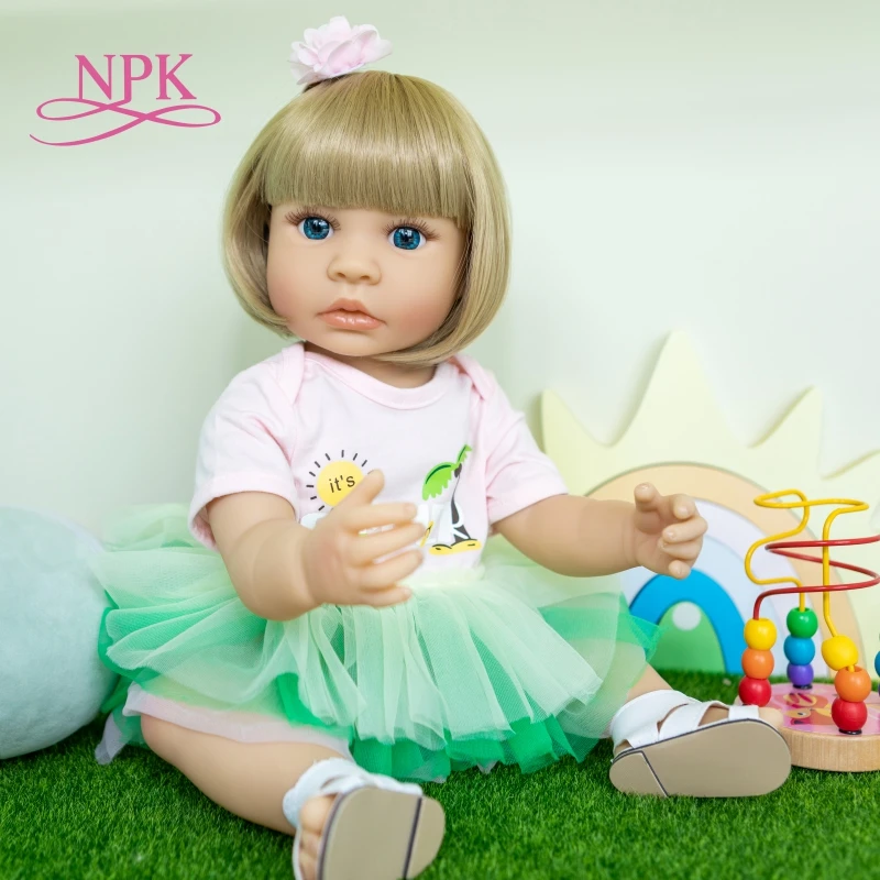 Фото Кукла реборн NPK силиконовая мягкая Водонепроницаемая кукла со светлыми волосами