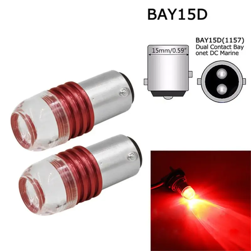 2PCS Red 1157 Strobe Flashing LED Bulb For Car Tail Brake Light Turn Signal Lamp R2LC