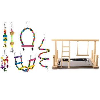 Practical 6 Pcs Bird Swing Toy Colorful Chewing Hanging Hammock & 1x Wood Play Stand and Stainless Steel Tray Pet Bird Frame
Practical 6 Pcs Bird Swing Toy Colorful Chewing Hanging Hammock & 1x Wood Play Stand and Stainless Steel Tray Pet Bird Frame
