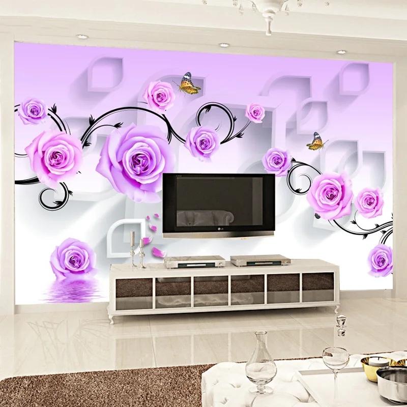 Pastoral Style 3D Wallpaper Large Living Room Television Background Wall Mural Purple Roses Film And Television Wall Cloth
Pastoral Style 3D Wallpaper Large Living Room Television Background Wall Mural Purple Roses Film And Television Wall Cloth