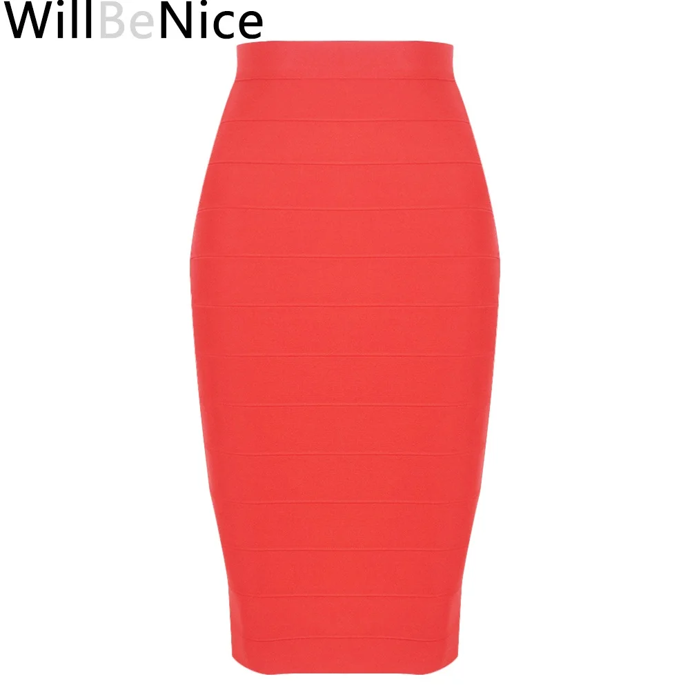 Женская юбка-карандаш в полоску WillBeNice красная оранжевая синяя облегающая