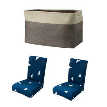 1x Collapsible Fabric Storage Basket with Dual Handles (Coffee Color, L) & 2Pcs Chair Cover Stretch Elastic Dark Blue
1x Collapsible Fabric Storage Basket with Dual Handles (Coffee Color, L) & 2Pcs Chair Cover Stretch Elastic Dark Blue