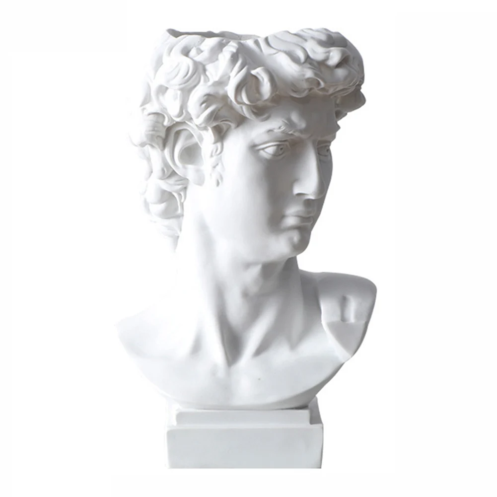 Creative Pen Holder Resin David Sculpture Portrait Statue Makeup Brush Storage Box Flowerpot Vase Art Craft Garden Decor Creative Pen Holder Resin David Sculpture Portrait Statue Makeup Brush Storage Box Flowerpot Vase Art Craft Garden Decor