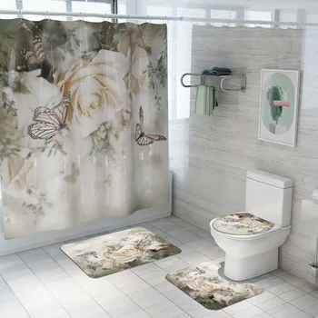 Waterproof Bathroom Pedestal Rug Lid Toilet Cover Shower Curtain Bath Mat Set Very Soft Feeling And Comfortable
Waterproof Bathroom Pedestal Rug Lid Toilet Cover Shower Curtain Bath Mat Set Very Soft Feeling And Comfortable