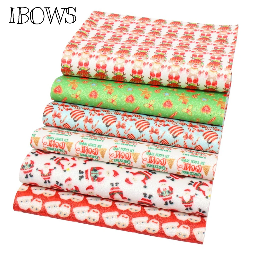IBOWS 6pcs 22*30cm Glitter Synthetic Leather Christmas Printed Fabric for DIY Hair Bow Bags Accessories Handmade Crafts Material
IBOWS 6pcs 22*30cm Glitter Synthetic Leather Christmas Printed Fabric for DIY Hair Bow Bags Accessories Handmade Crafts Material