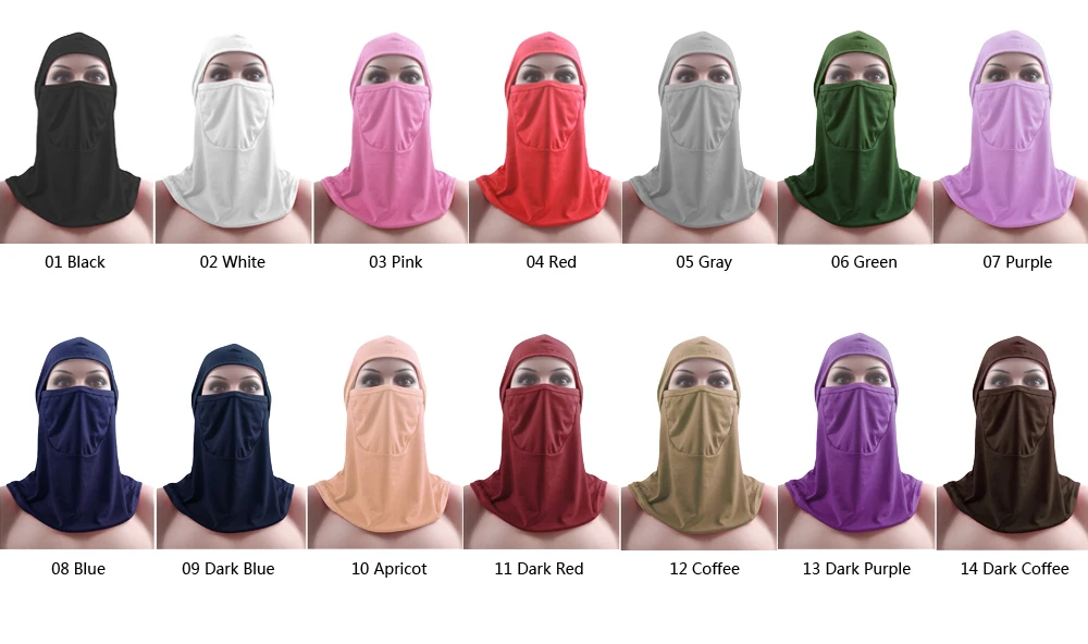 One Piece Ramadan Niqab Veil Face Full Cover Muslim Hijab Elastic Women