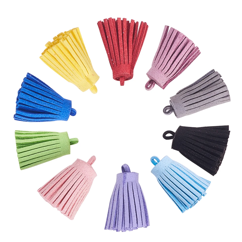 

30Pcs Mixed Color Imitation Leather Tassels Pendant Charms Decorations For Jewelry Making DIY Earrings Bracelet Findings 34-37mm
