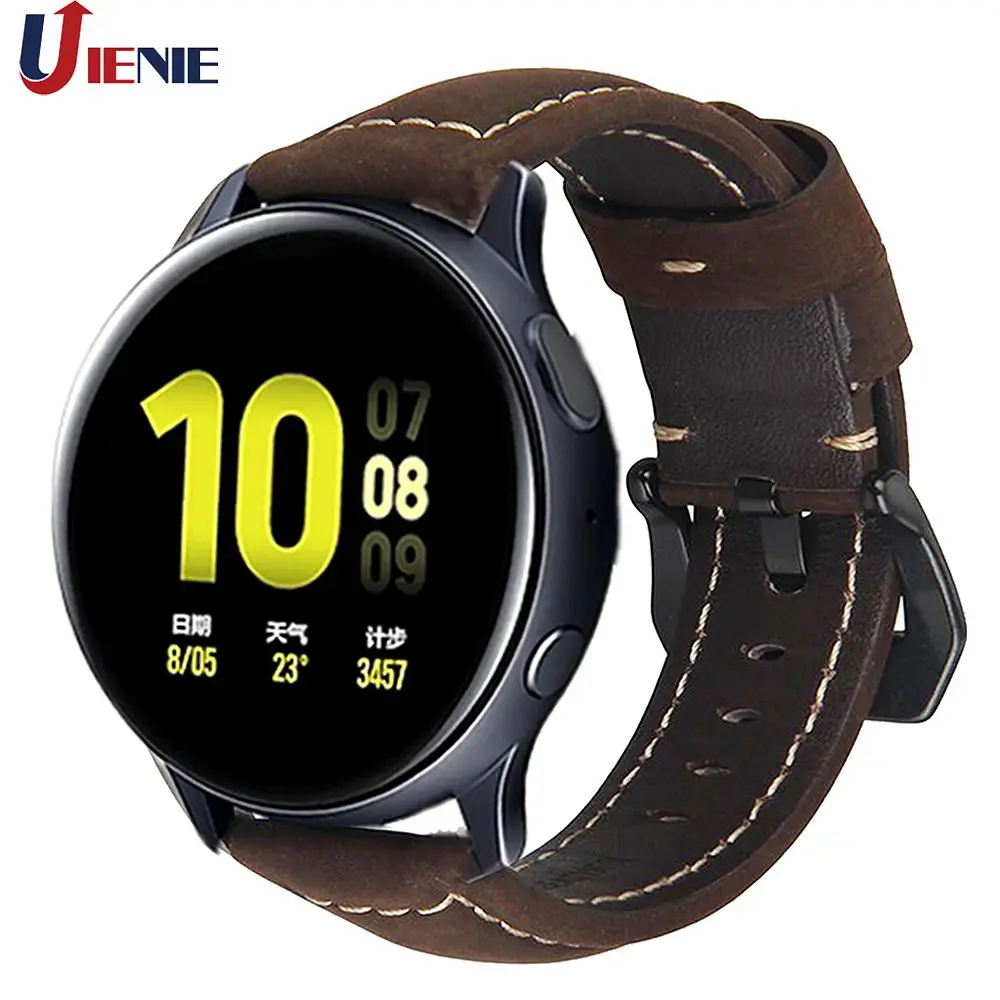 Ремешок кожаный для Samsung Galaxy Watch Active 2 браслет смарт часов 20 мм 40 44 42 спортивное
