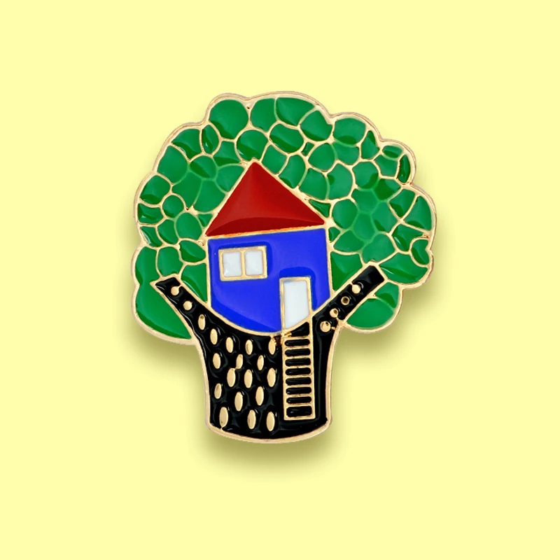 Cartoon Tree house brooch Tree house Tent badge Enamel Metal Pins Lapel clothes buckle badge Jewelry Gift for Kids Spille Broche
Cartoon Tree house brooch Tree house Tent badge Enamel Metal Pins Lapel clothes buckle badge Jewelry Gift for Kids Spille Broche