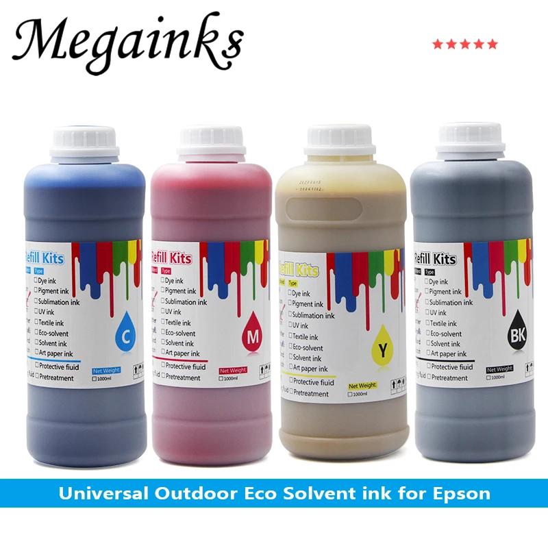 4color DX5 DX7 XP600 TX800 1000ML Outdoor eco Solvent Ink for Epson DX5 DX7 XP600 TX800 printhead oily piezoelectric head 
4color DX5 DX7 XP600 TX800 1000ML Outdoor eco Solvent Ink for Epson DX5 DX7 XP600 TX800 printhead oily piezoelectric head