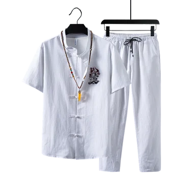Summer new White mens two-piece set ( t shirt + pants) Single-breasted men embroidered shirt and Ankle-Length pants size s-5xl
Summer new White mens two-piece set ( t shirt + pants) Single-breasted men embroidered shirt and Ankle-Length pants size s-5xl