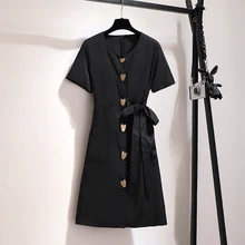 Plus Size Women Summer V neck Short Sleeve Dress Female Buttons Work Sundress Casual Shirt Black A-line Dresses Femme Vestido
Plus Size Women Summer V neck Short Sleeve Dress Female Buttons Work Sundress Casual Shirt Black A-line Dresses Femme Vestido