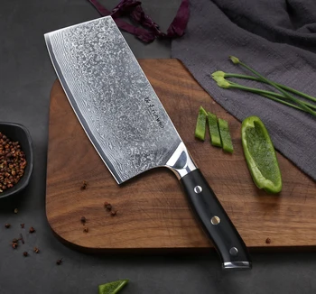 TURWHO 6.5 Inch Cleaver Knife 67 Layers Damascus Steel High Quality Kitchen Chef Knife Chinese Cutting Knives with G10-Handle 
TURWHO 6.5 Inch Cleaver Knife 67 Layers Damascus Steel High Quality Kitchen Chef Knife Chinese Cutting Knives with G10-Handle