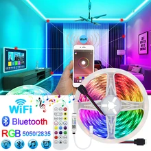 Bluetooth WIFI LED Strip Lights RGB 5050 Flexible Ribbon Waterproof RGB LED Light Strip 5M 10M 15M 20M 25M 30M DC 12V Control
Bluetooth WIFI LED Strip Lights RGB 5050 Flexible Ribbon Waterproof RGB LED Light Strip 5M 10M 15M 20M 25M 30M DC 12V Control
