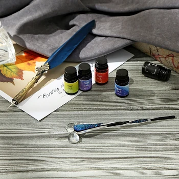 Glass pen ink starry sky dip pen crystal pen feather set student manual gradient color net red color ink pen For Office
Glass pen ink starry sky dip pen crystal pen feather set student manual gradient color net red color ink pen For Office