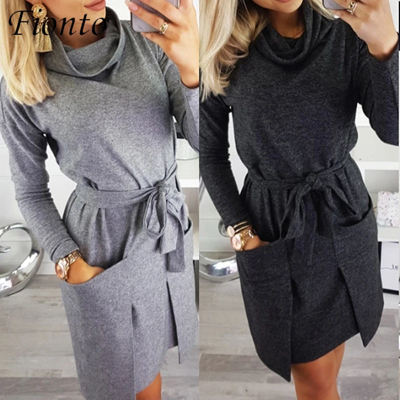 Fionto Autumn Winter Women Fashion Elegant Neck Long Sleeve Big Pocket Tops Ladies Female Large Big Solid Color Blouse Dress
Fionto Autumn Winter Women Fashion Elegant Neck Long Sleeve Big Pocket Tops Ladies Female Large Big Solid Color Blouse Dress