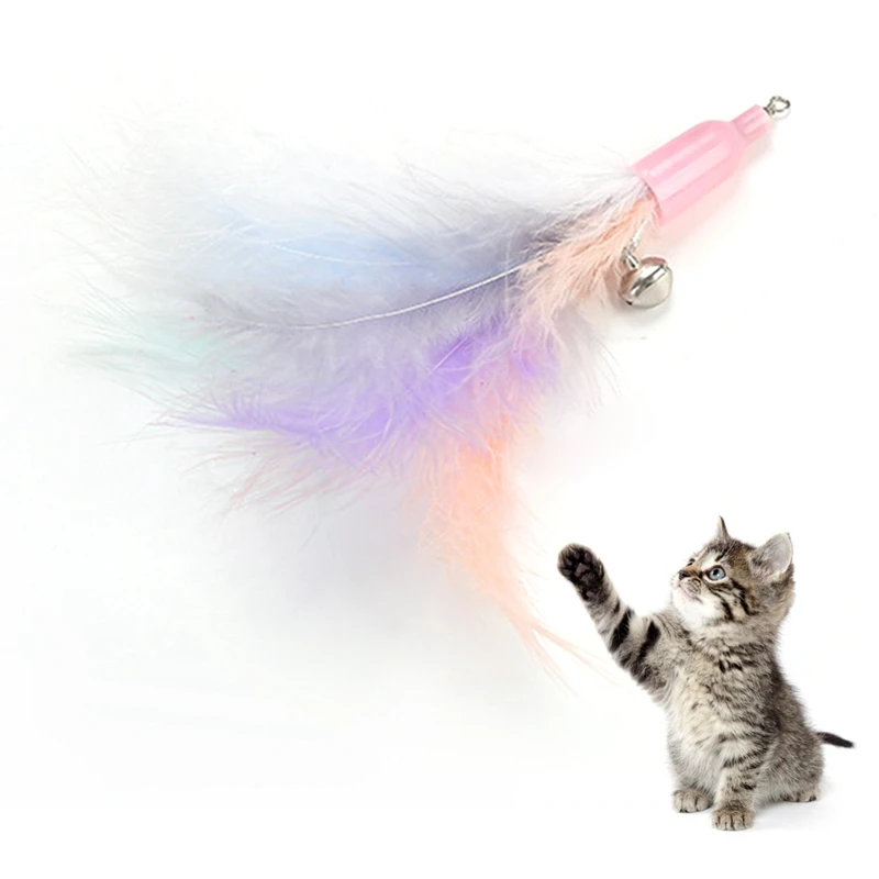 

Cat Wand Toy Refill Cat Teaser Pet Stick Toy Attachment Cat Teaser Wand Toys Refills Feathers Replacement With Bell Kitten Toy