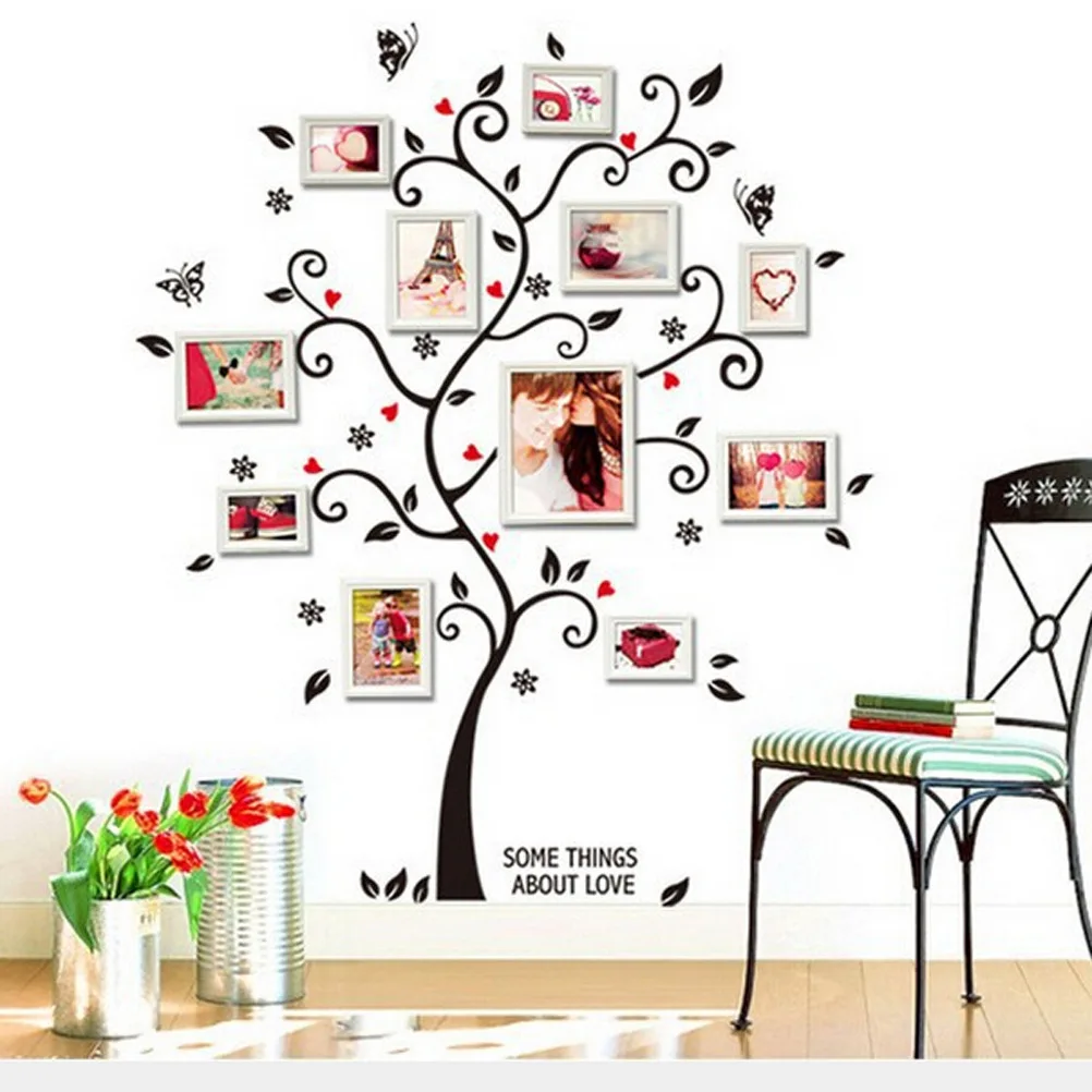 Фото Diy Фото Рамки дерево наклейки на стену домашний декор дизайн Гостиная диван