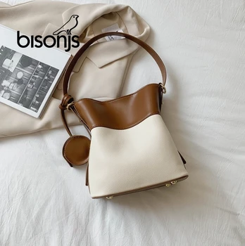 BISONJS Contrast Color Small PU Leather Bucket Bags for Women 2020 Vintage Branded Crossbody Handbags Women's Trend Hand Bags
BISONJS Contrast Color Small PU Leather Bucket Bags for Women 2020 Vintage Branded Crossbody Handbags Women's Trend Hand Bags