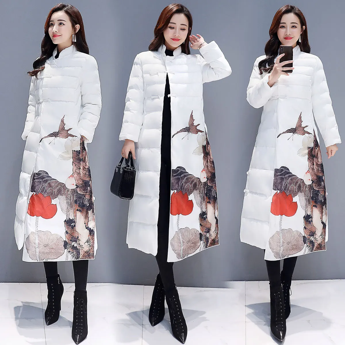 Cotton-padded Jacket Women's 2019 New Style Mid-length over-the-Knee Loose Thick Cotton Fashion Elegant Printed Stand Collar Cot
Cotton-padded Jacket Women's 2019 New Style Mid-length over-the-Knee Loose Thick Cotton Fashion Elegant Printed Stand Collar Cot