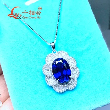 artificial blue color sapphire flower 925 silver pendant necklace with 10*14mm 7.3ct main stone for jewelry
artificial blue color sapphire flower 925 silver pendant necklace with 10*14mm 7.3ct main stone for jewelry