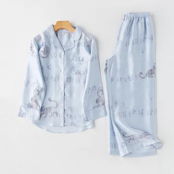 2020 Autumn Thin Tencel Cute Music Cat Long-sleeved Trousers Comfortable and Breathable Woman Pijama Set Ropa De Dormir Mujer
2020 Autumn Thin Tencel Cute Music Cat Long-sleeved Trousers Comfortable and Breathable Woman Pijama Set Ropa De Dormir Mujer