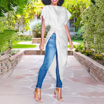 Summer Women White Long Blouse and Short Sleeve Tops Plus Size Tunic Side Split Asymmetrical Ladies Casual Blouses Shirts 2020
Summer Women White Long Blouse and Short Sleeve Tops Plus Size Tunic Side Split Asymmetrical Ladies Casual Blouses Shirts 2020