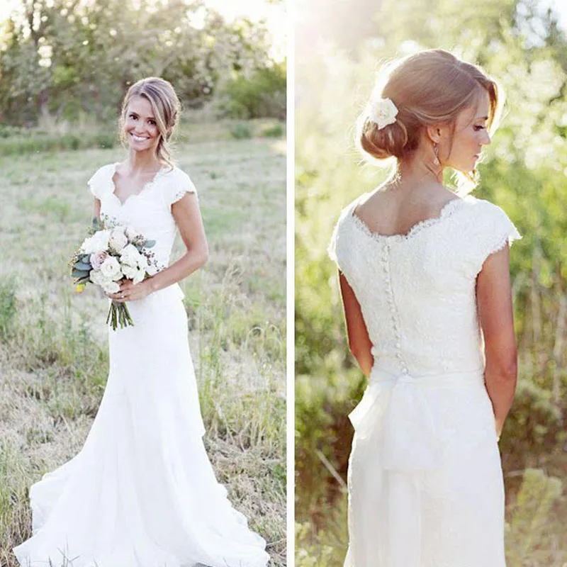 Country Style Boho Lace Wedding Dresses Elegant Cap Sleeve Modest Wedding Dress Bridal Gowns Robe De Mariee Vestido De Novia
Country Style Boho Lace Wedding Dresses Elegant Cap Sleeve Modest Wedding Dress Bridal Gowns Robe De Mariee Vestido De Novia