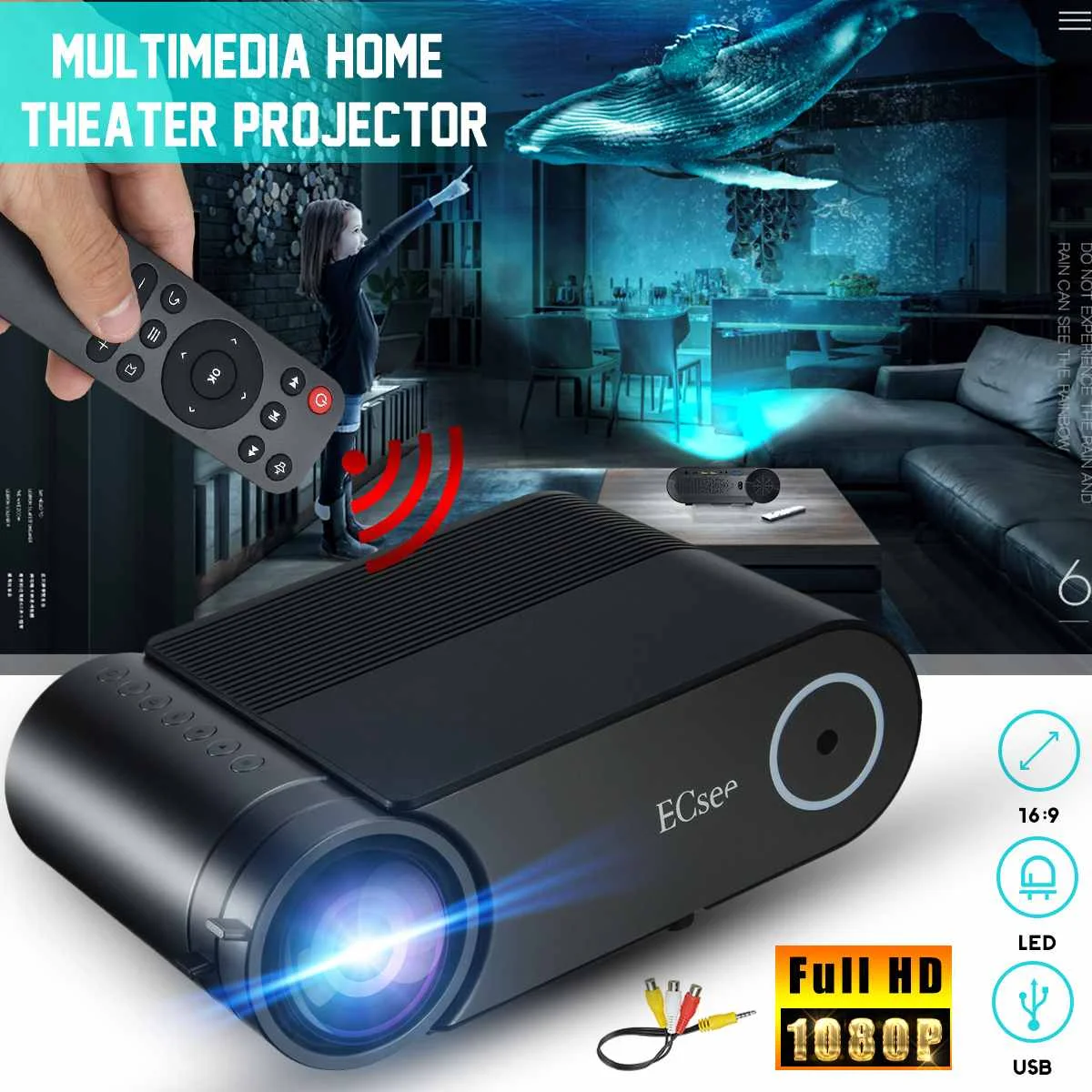 HDMI 3D HD Projector 1280x720 Resolution LED Video Projector for Full HD Home Cinema Large Screen Christmas Gift with Remote
HDMI 3D HD Projector 1280x720 Resolution LED Video Projector for Full HD Home Cinema Large Screen Christmas Gift with Remote