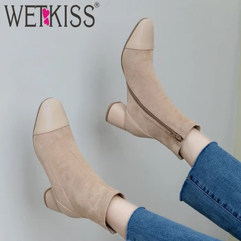 WETKISS Genuine Leather Boots Women High Heels Thick Ankle Boot Female Square Toe Shoes Ladies Stitching Zip Shoes Winter 2020
WETKISS Genuine Leather Boots Women High Heels Thick Ankle Boot Female Square Toe Shoes Ladies Stitching Zip Shoes Winter 2020