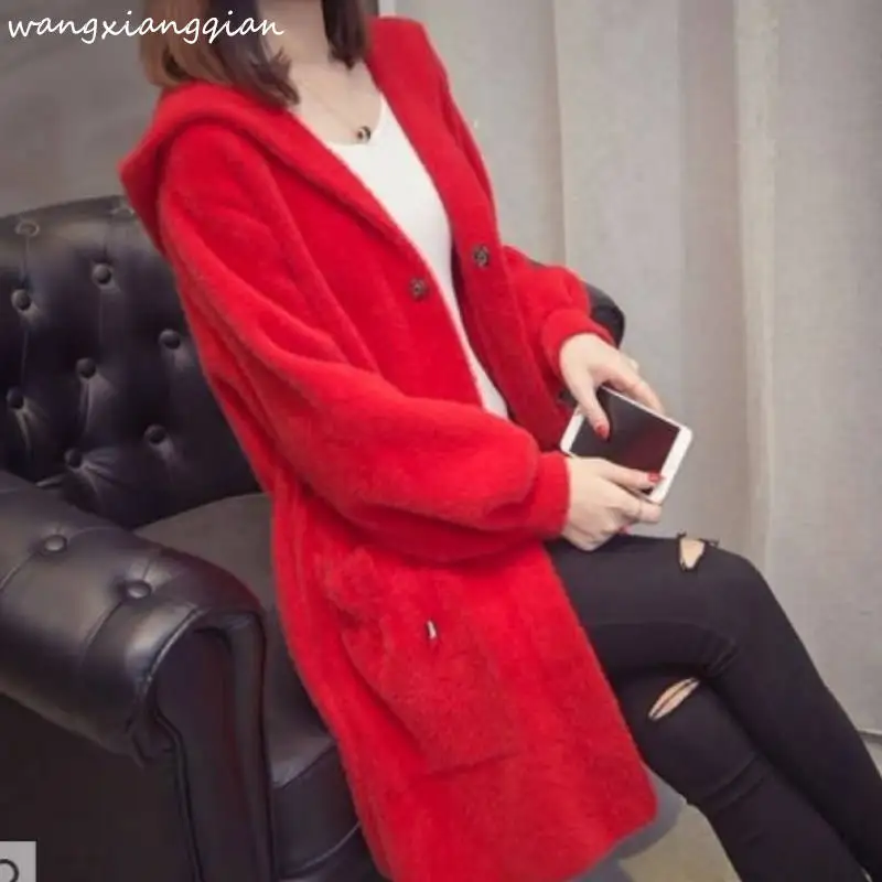 Autumn Winter Imitation Water Velvet Outwear Women's 2020 New Hooded Loose Long Paragraph Mink Sweater Coat Women Thicken A503
Autumn Winter Imitation Water Velvet Outwear Women's 2020 New Hooded Loose Long Paragraph Mink Sweater Coat Women Thicken A503