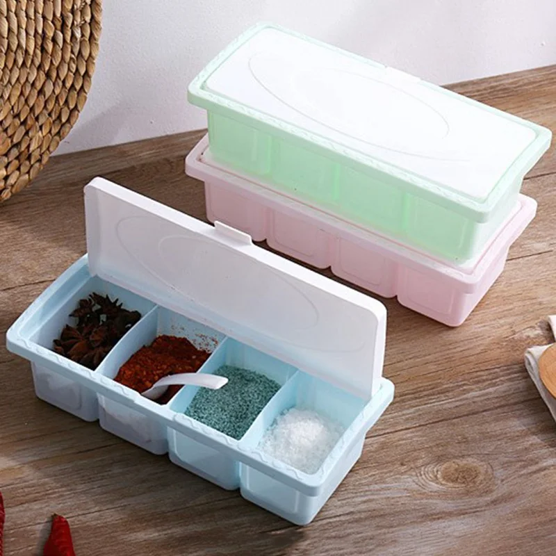 4 Cells/1Set Plastic Seasoning Box Condiment Storage Container Rack Spice Jar With Spoon Kitchen Spice Storage Box Container
4 Cells/1Set Plastic Seasoning Box Condiment Storage Container Rack Spice Jar With Spoon Kitchen Spice Storage Box Container